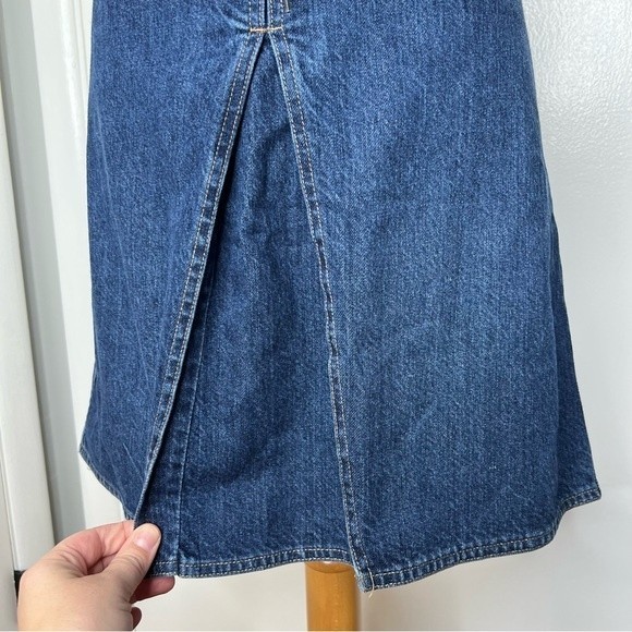 Vintage 90s Y2K Lace Up Denim Skirt A-Line Midi Chambray Grunge Fairy Jean Skirt - Picture 6 of 8